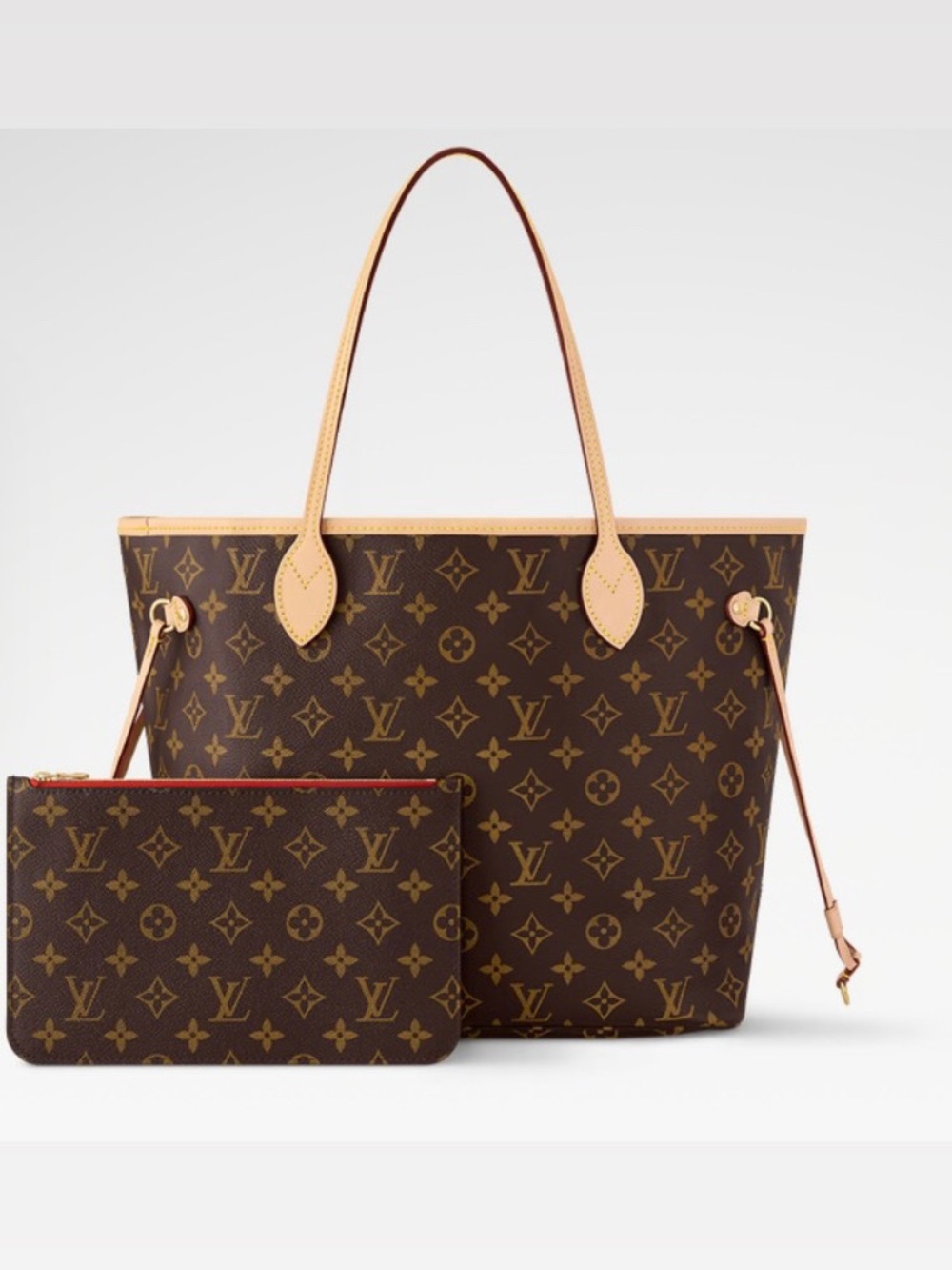 100% Authentic Louis Vuitton Neverfull MM Monogram & Pochette